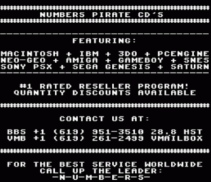 Numbers Pirate BBS Ad (PD) ROM