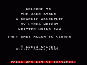 Jade Stone, The - Part 1 - Nulon To Vibran (1987)(Zenobi Software)[re-release] ROM